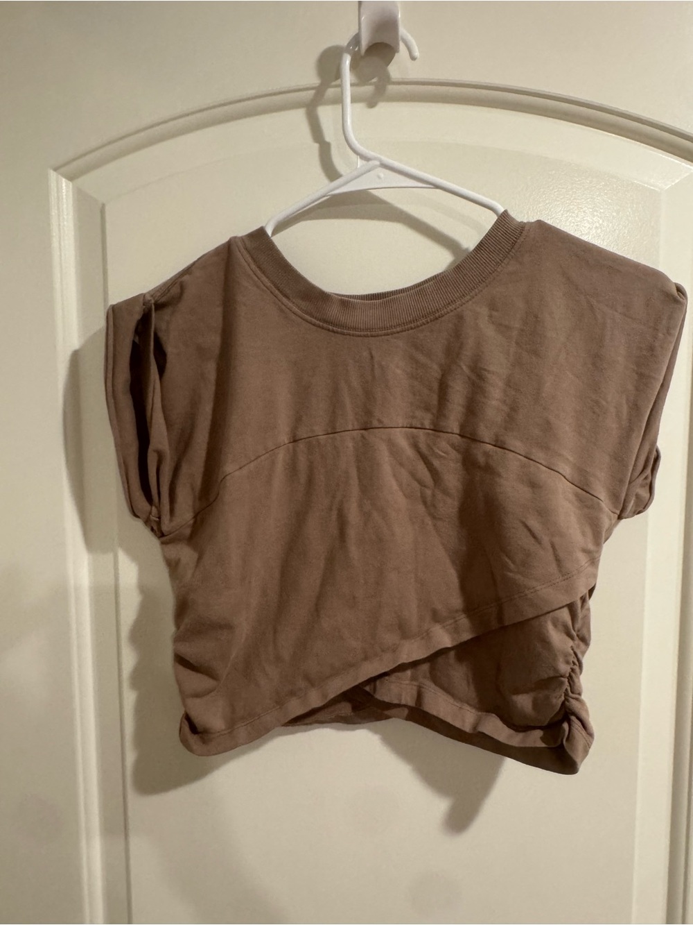 Free people movement Women's Taupe Short Sleeve Layered Cropped Top